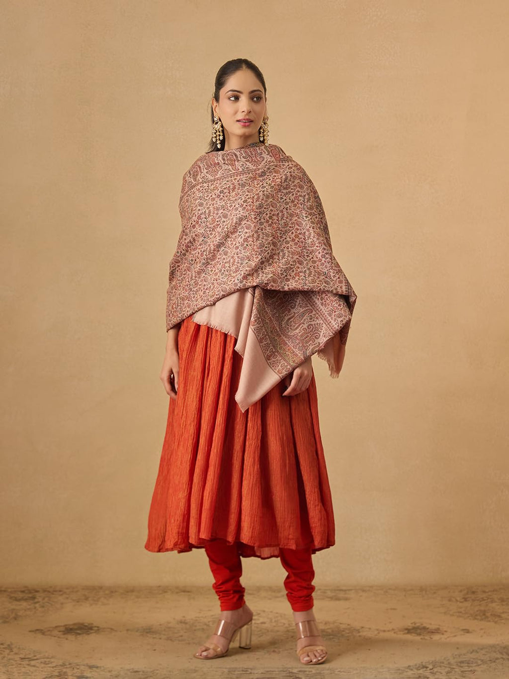 Pashmoda Women Jalwaa Kashmiri Jamawar Woven Design Shawl (Size: 40x80in, 101x203cm) SECS52