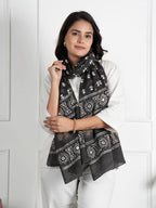 RAI SAHAB Women's Cotton Hand Block Printed Casual Stoles/Scarf(ST-77BLK10)
