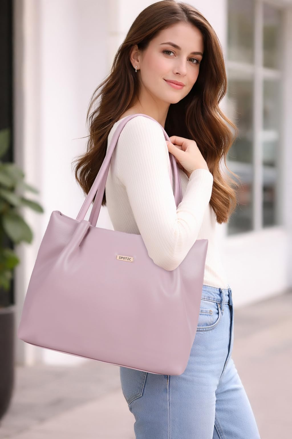 SPOTIC Synthetic Leather Premium Tote Handbag for Women – Elegant Large Shoulder Bag for Office, Work & Daily Use