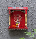 DESERT ART Multicolour Neem Wood Pooja Mandir Without Door(33.02 X15.24 X40.64) CM