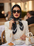 NK Textiles Women's Geometric Polka Dots Print Satin Head Scarf - Neck Scarf (Square) (44x44)
