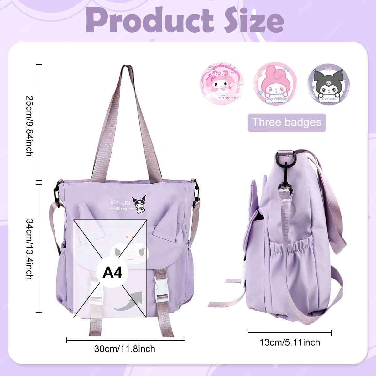 PALAY Nylon Tote Bag with Removable Shoulder Strap for Girls Women Travel