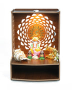 PIXELCRAFTS Folding Wooden wall Mounted Temple/mandir for Home and Office(Size – H 15.5X L 11.5 x W 10.5 inch) (Brown 1)