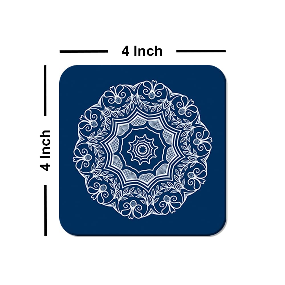 Artvibes Printed MDF Wooden Coasters for Home and Kitchen | Dining Table Decor | Square Coasters | Home Decorative Items | Table Items | Kitchen Decor (Set of 6 | 4x4 Inch)(Mandala Pattern) TC_2001