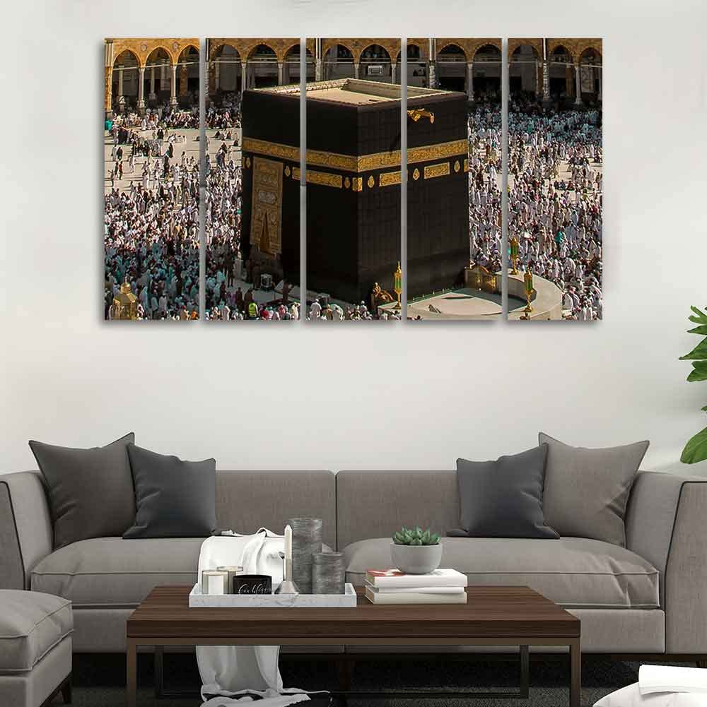VIBECRAFTS Homcraft Kaaba Premium Wall Painting Set of Five For Home|Office|Living Room|Gift (PTVC5Pcs4_8673N)