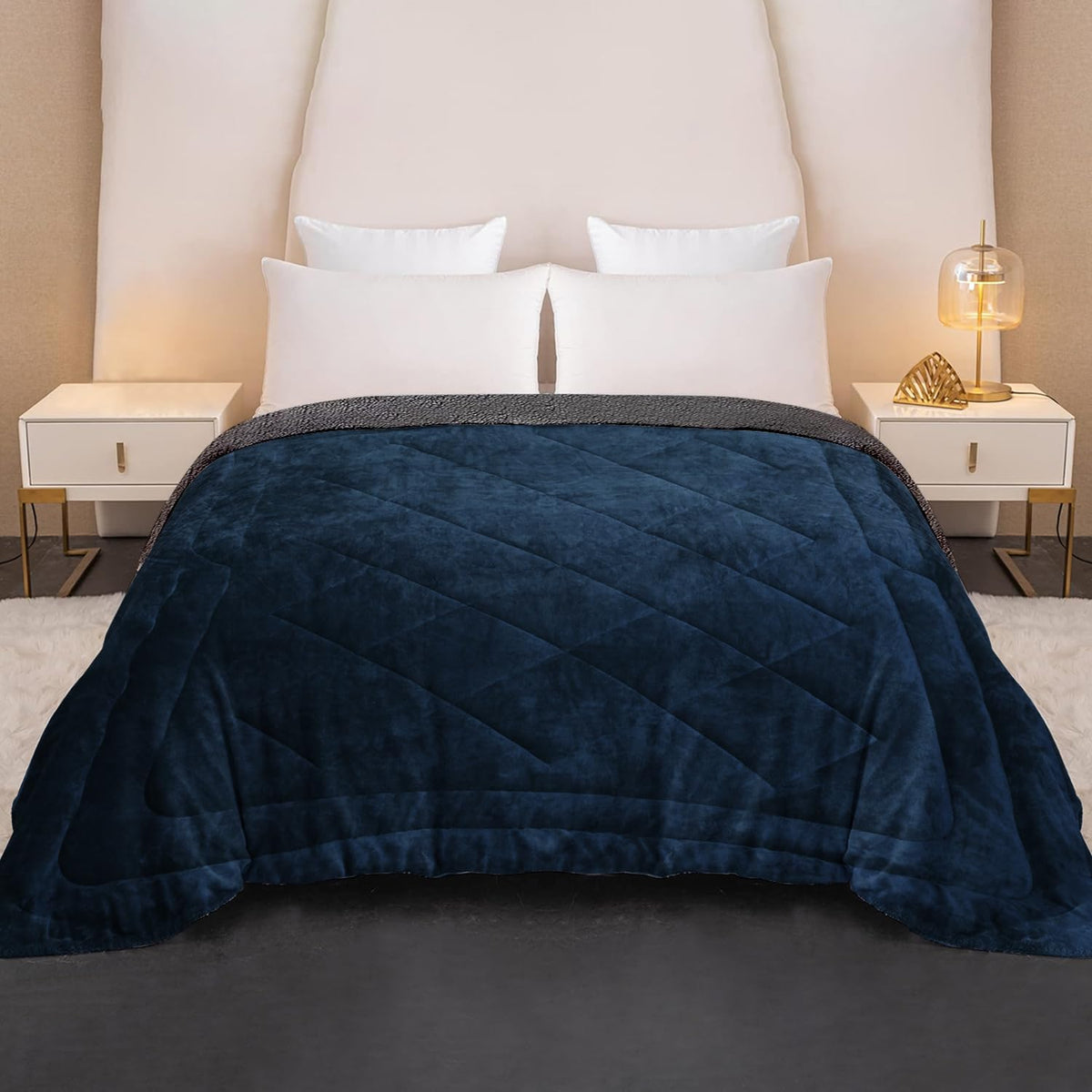 Cloth Fusion Fleece Sherpa Heavy Winter Quilt Blanket, Single 60x90 inch Kafalo