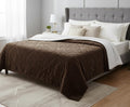 VAS COLLECTIONS Faux Fur Jacquard Tufted Sherpa Blanket | 600 GSM Heavyweight Ultra-Soft & Super Warm Double Bed Blanket | 225 x 220 cm | 5D Embossed Floral Design | Heavy Winter Use – 3 kg, Coffee Kafalo