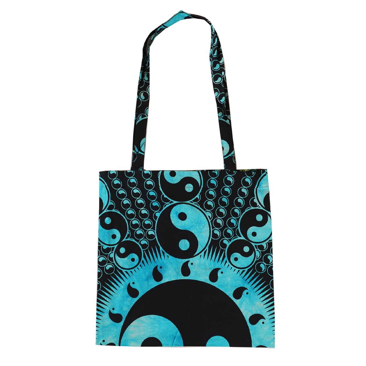 Ravaiyaa - Attitude is everything Cotton Shoulder Bag/Tote Bag For Women| Printed Multipurpose Handbag With Top Zip | Best For Shopping, Travel, Work, Beach, Office, College (Turquoise Yin Yang)