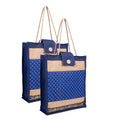ASIAN Women's Tote Bag for Women with Zip, Stylish Cotton Handbags, Canvas Tote Bags for College & Daily Lunch & Shopping Lightweight Handcarry Bag's Pack of 2 (Navy Blue)