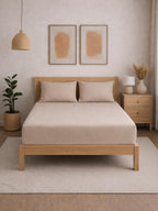 THE HOME STYLE Solid Cotton Feel Pillow Covers (18 x 28 inches, Set of 2 Pcs) | 300 TC | Super Soft & Smooth (Sand)