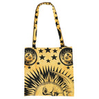 Ravaiyaa - Attitude is everything Cotton Shoulder Bag/Tote Bag For Women| Printed Multipurpose Handbag With Top Zip | Best For Shopping, Travel, Work, Beach, Office, College (Yellow Sun & Moon)