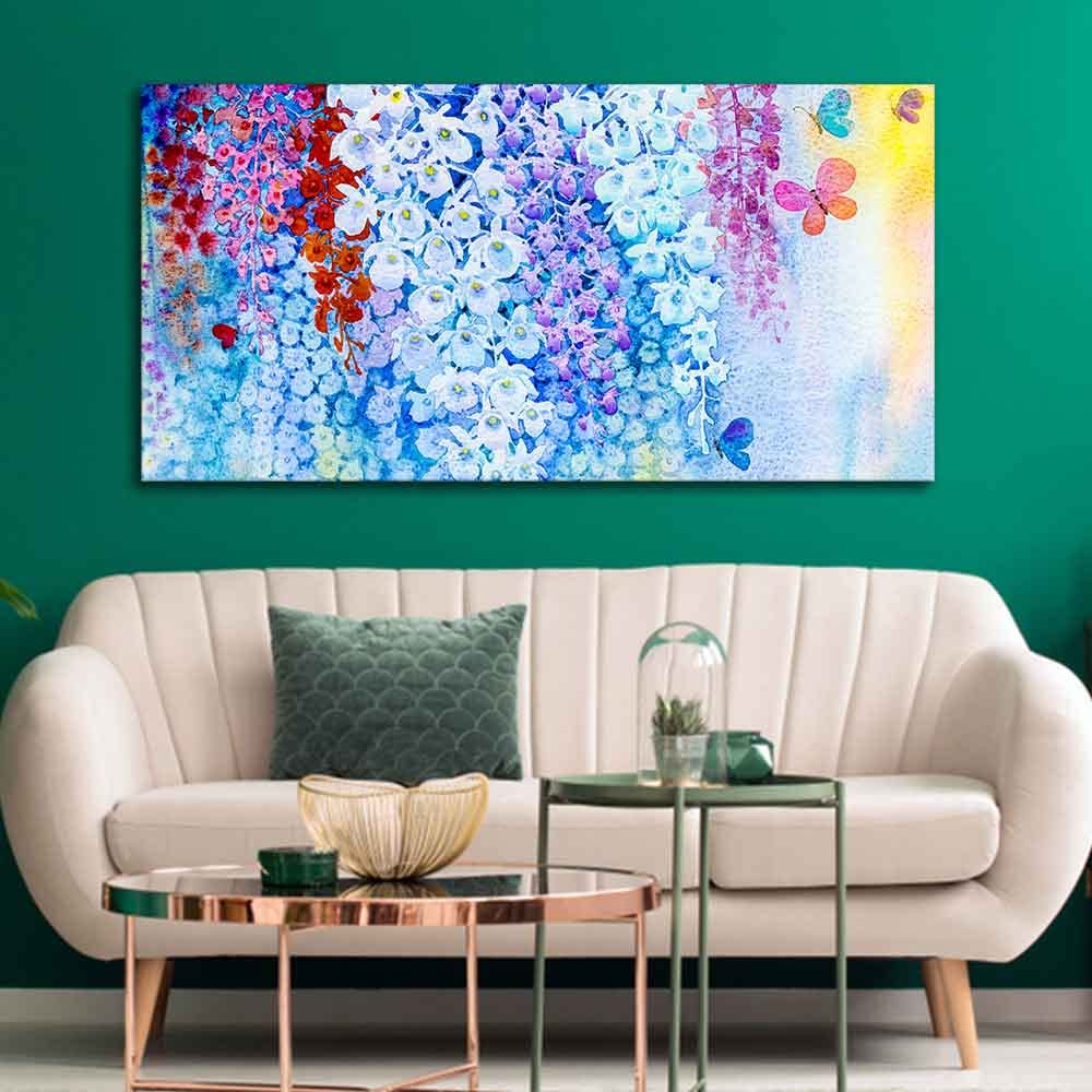 VIBECRAFTS Canvas Paintings for Living Room Drawing Room Canvas Abstract Art Wall Painting of Orchid Flowers for Home|Office|Gift(PTVCH_2377)