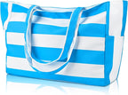 hirTa Elp Tote Bag for Teacher Women Office Worker Girl Multipurpose HandBag with Zipper Pocket Mostly used for Travel Grocery Beach Hobo Waterproof Sandproof Lightweight Pool (Bolt Light Blue White)
