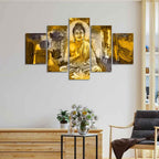 VIBECRAFTS Abstract Art Meditating Buddha Wall Painting Five Pieces For Home|Office|Living Room|Gift (PTVC5Pcs1_5518)