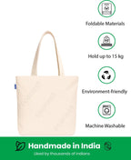 Econest Premium Canvas Tote Bags for Women with zip closer | unique tote bag for Girls, 100% Organic Cotton Tote bag | beach | gift | office, school & Daily Usable strong handbag (ADV 78)