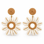 TR haute Boho Stud Cowrie Shell Floral Drop Earrings for Women and girl | Handmade Designer Party and office Wear Jewelry, office, daily style.