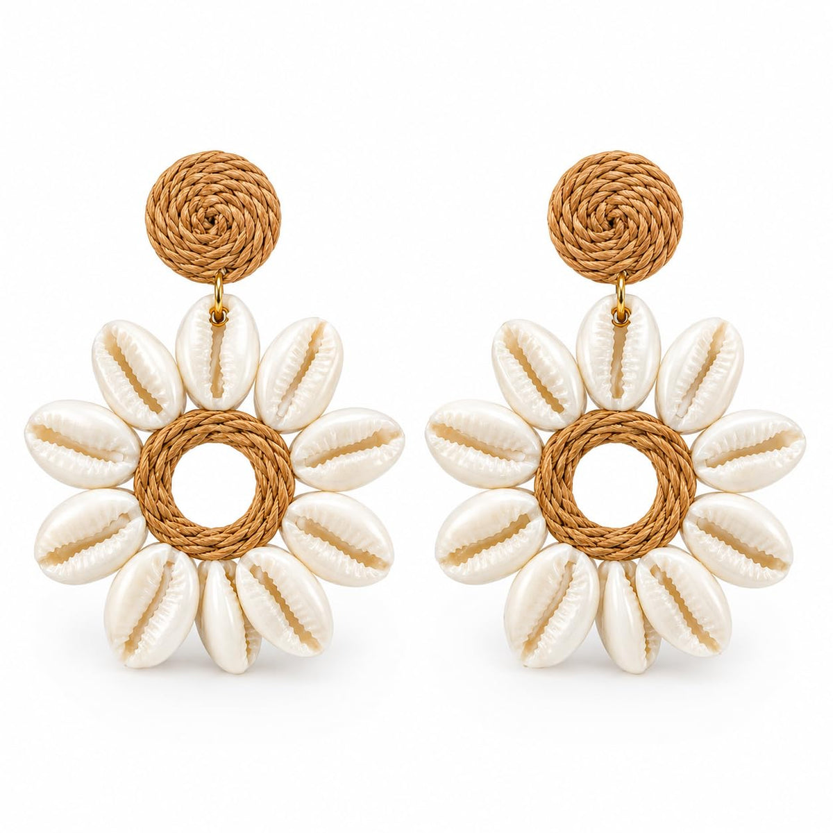 TR haute Boho Stud Cowrie Shell Floral Drop Earrings for Women and girl | Handmade Designer Party and office Wear Jewelry, office, daily style.