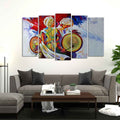 VIBECRAFTS Abstract Art Folk Dance Wall Painting of Five Pieces Set For Home|Office|Living Room|Gift (PTVC5Pcs2_6583)