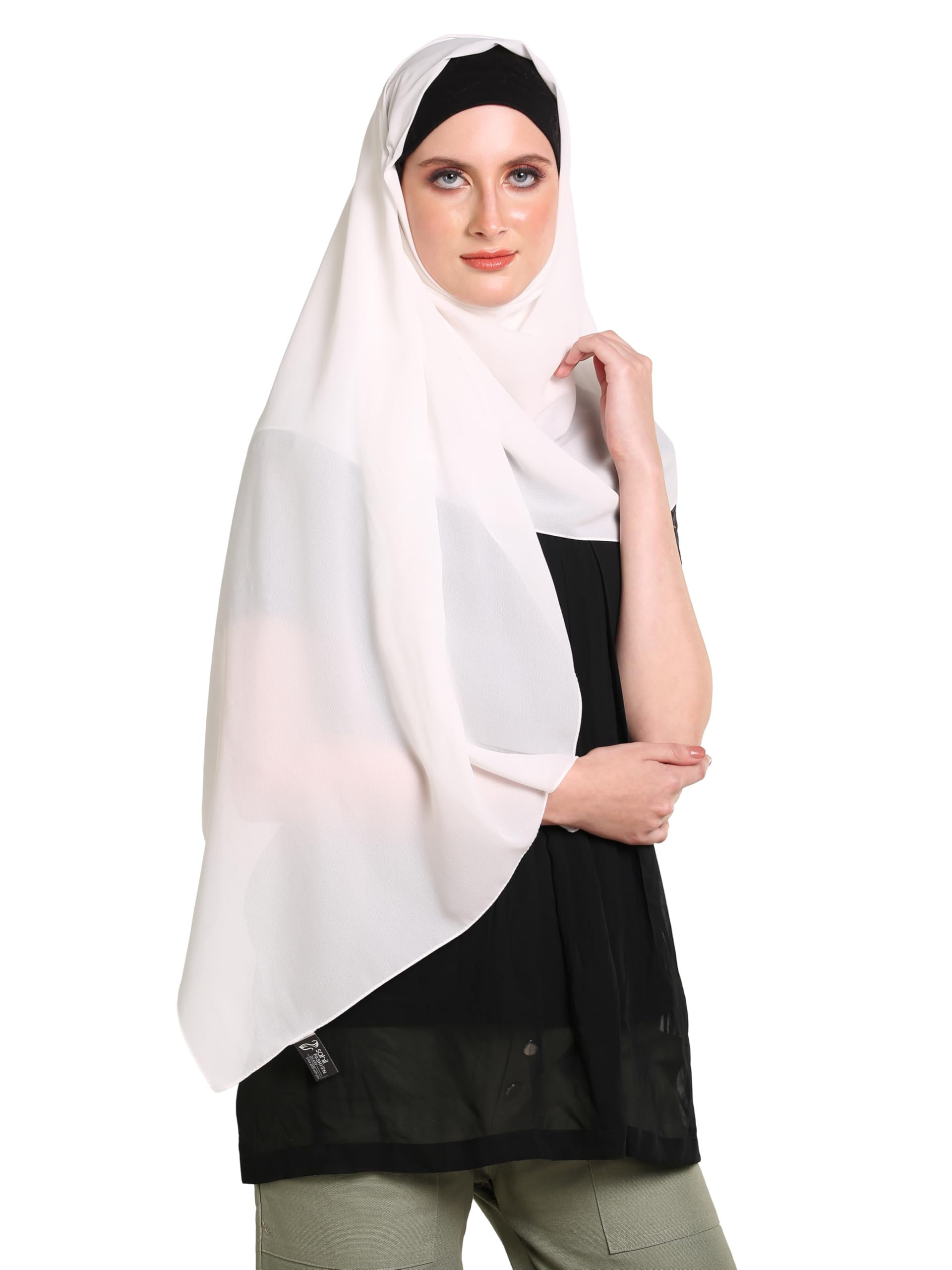 SAHIL SCARF Women Hijab Scarf 180x70cm Chiffon Georgette Lightweight Soft Fabric Easy to Drape with Burqah Abaya and Modest Dress
