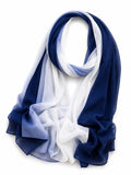 Malaysian Georgette Ombre Hijab Scarf Dual Shade 170x70 cm, NAVY BLUE