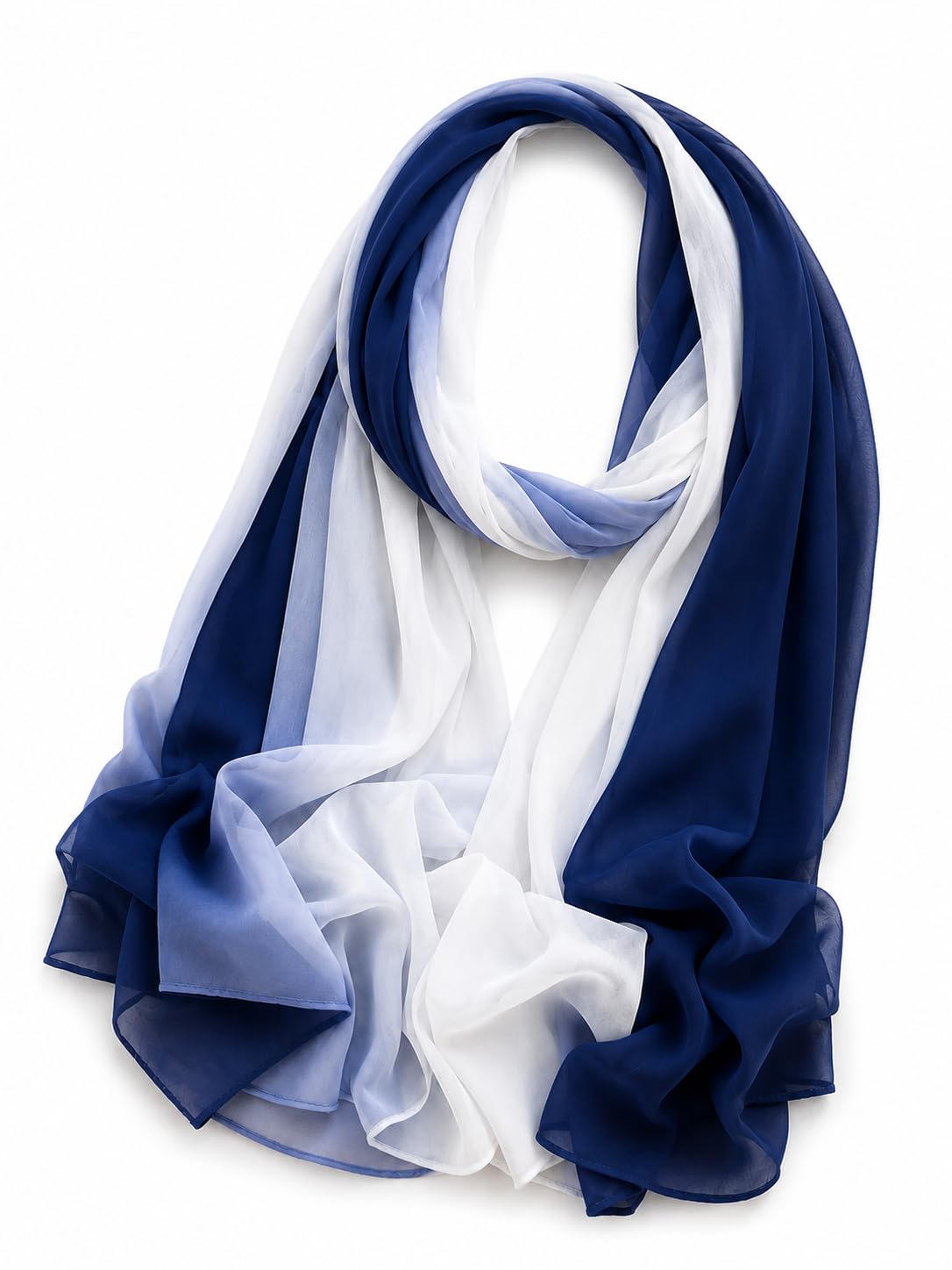Malaysian Georgette Ombre Hijab Scarf Dual Shade 170x70 cm, NAVY BLUE