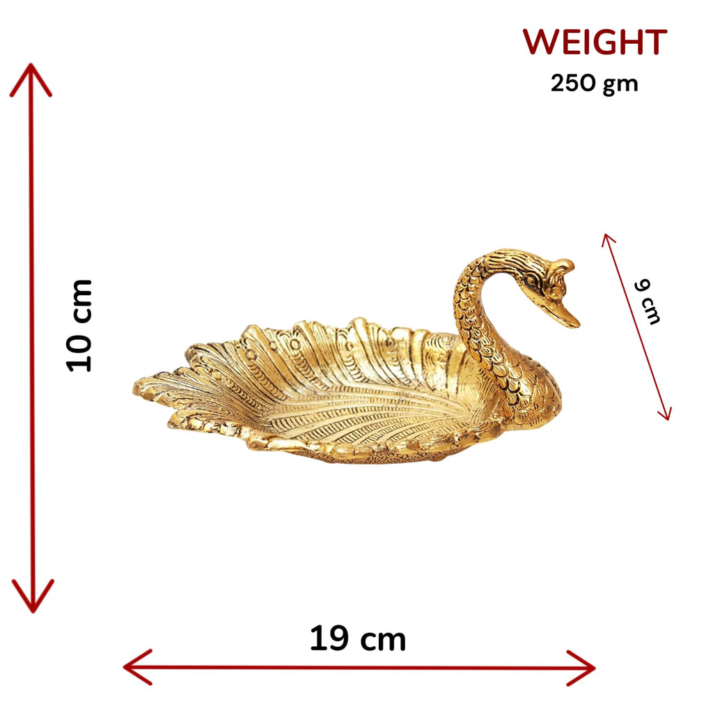 KridayKraft Decorative Golden Metal Duck Bowl – Elegant Duck-Shaped Dry Fruit Serving Tray for Table Display, Festive Centerpiece & Stylish Home Décor Accent