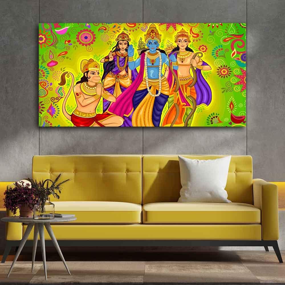 VIBECRAFTS Canvas Paintings for Living Room Drawing Room Hindu s Canvas Wall Painting Fitted With Wooden Frame For Home | Office | Living Room | Gift (PTVCH_2451N)