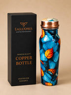 EAGLEXPRES Premium Copper Water Bottle 1 Litre Designer Printed Leakproof Copper Bottle for Drinking Water Ayurvedic Bottle for Home Office Travel Gym