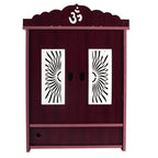 MIDU Pooja Mandir For Home Wall Hanging Mdf Wooden Temple With Door Brand (Dark Brown,41 Cm)