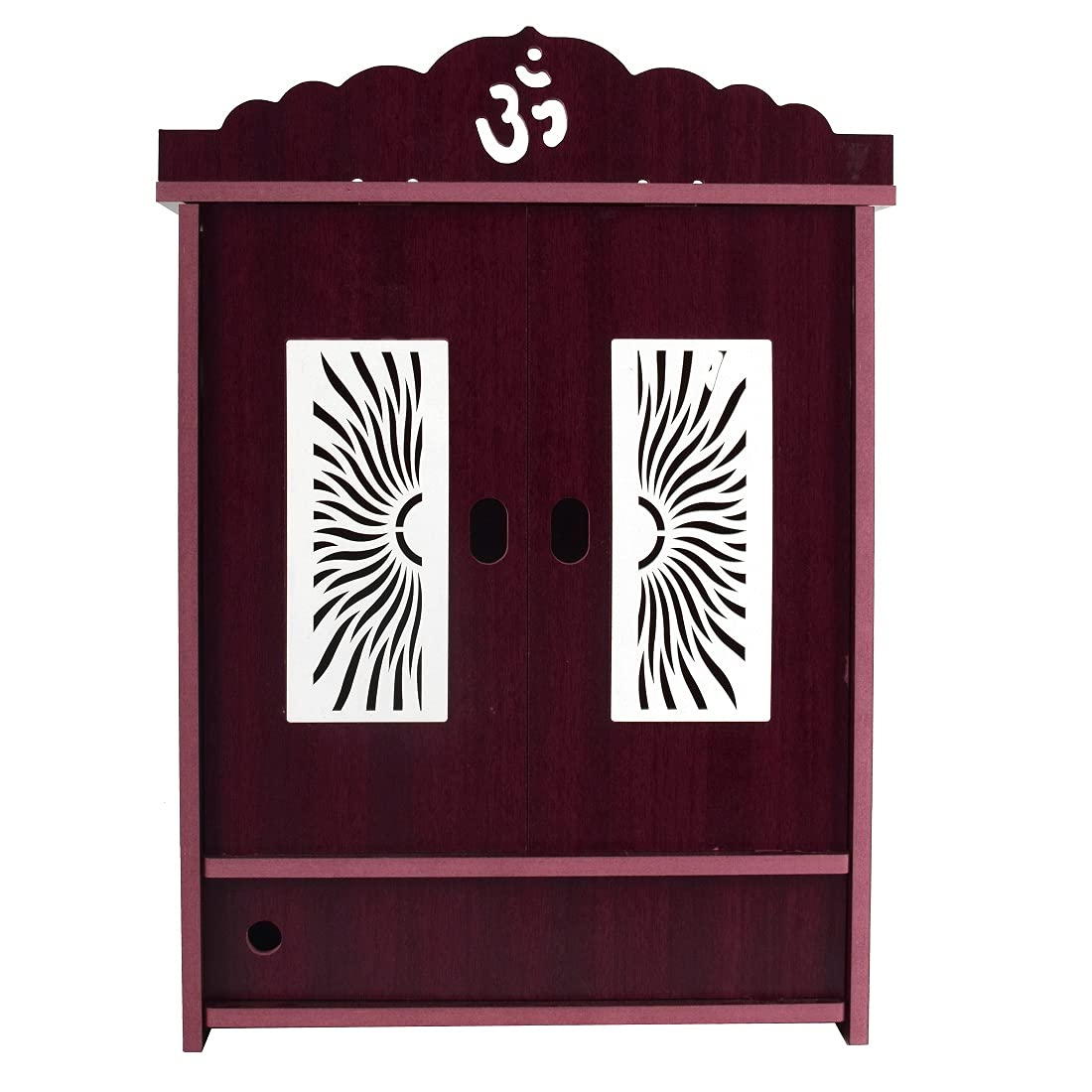 MIDU Pooja Mandir For Home Wall Hanging Mdf Wooden Temple With Door Brand (Dark Brown,41 Cm)