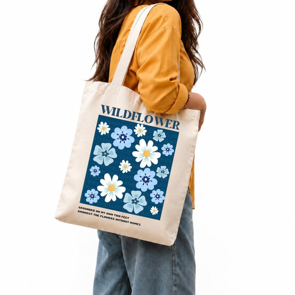 PeaceOut Cotton Canvas Tote bag for Women – Reusable Aesthetic Printed Shoulder Carry, Eco-Friendly for Work, Travel, Grocery, Beach & Everyday Use