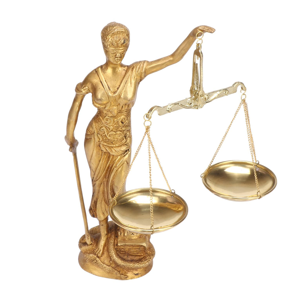 SVARUP Brass Justice Lady Law and Equality Blind Folded Idol Nyay Murti for Office Home Decor Height 9.5 Inch