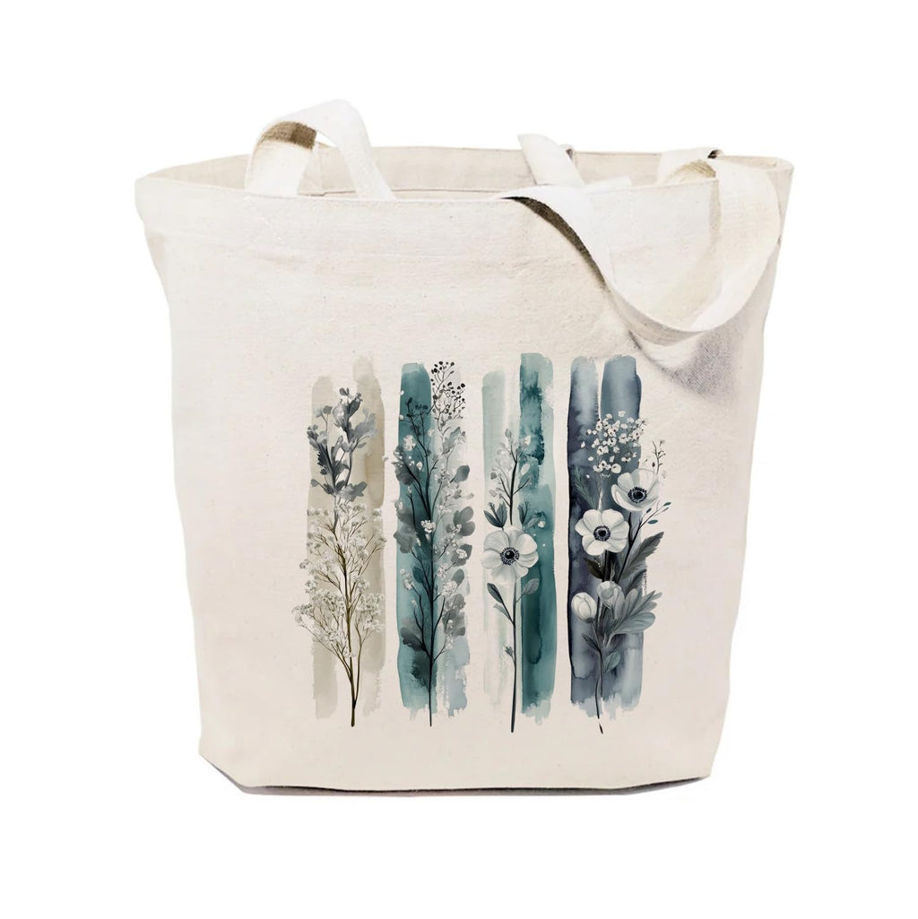 Heu Floral Art Canvas Tote Bag | Eco-Friendly Reusable Cotton Shoulder Bag | Minimal Botanical Print Shopping Tote for Women & Men
