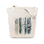 Heu Floral Art Canvas Tote Bag | Eco-Friendly Reusable Cotton Shoulder Bag | Minimal Botanical Print Shopping Tote for Women & Men