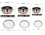 ALWAFLI 3 pcs Stainless Steel Copper Bottom Kitchen Serving, Cooking Bowl | Cook and Serve Inductiom & Gas Compatible Biryani Handi | Handi Set with Steel Lid (0.45 L, 0.75 L & 1 L) (3 pcs)
