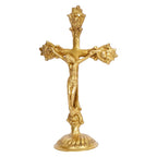 ARTVARKO Holy Cross Jesus Christ Brass Idol for Home Living,Prayer Room Gifting and Decoration Gold 11 Inch Standard, Pack of 1.