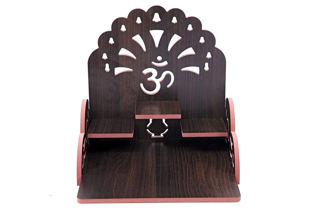 CRAFTSFY Home Decorative Wooden Temple/Pooja Mandir/Mandap/Wooden Mandir (Size : Medium) (Black)