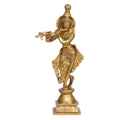 ARTVARKO Lord Krishna God Murti Brass Statue of Love Flute Playing Home Décor Living Pooja Room Mandir Temple Height 10.5 Inch
