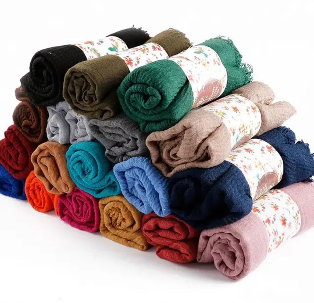 IBA ISBA COLLECTIONS Women's Crinkle Cotton Scarf, Stoles, Hijab (80 x 190 Cms) (Peach Cobler)