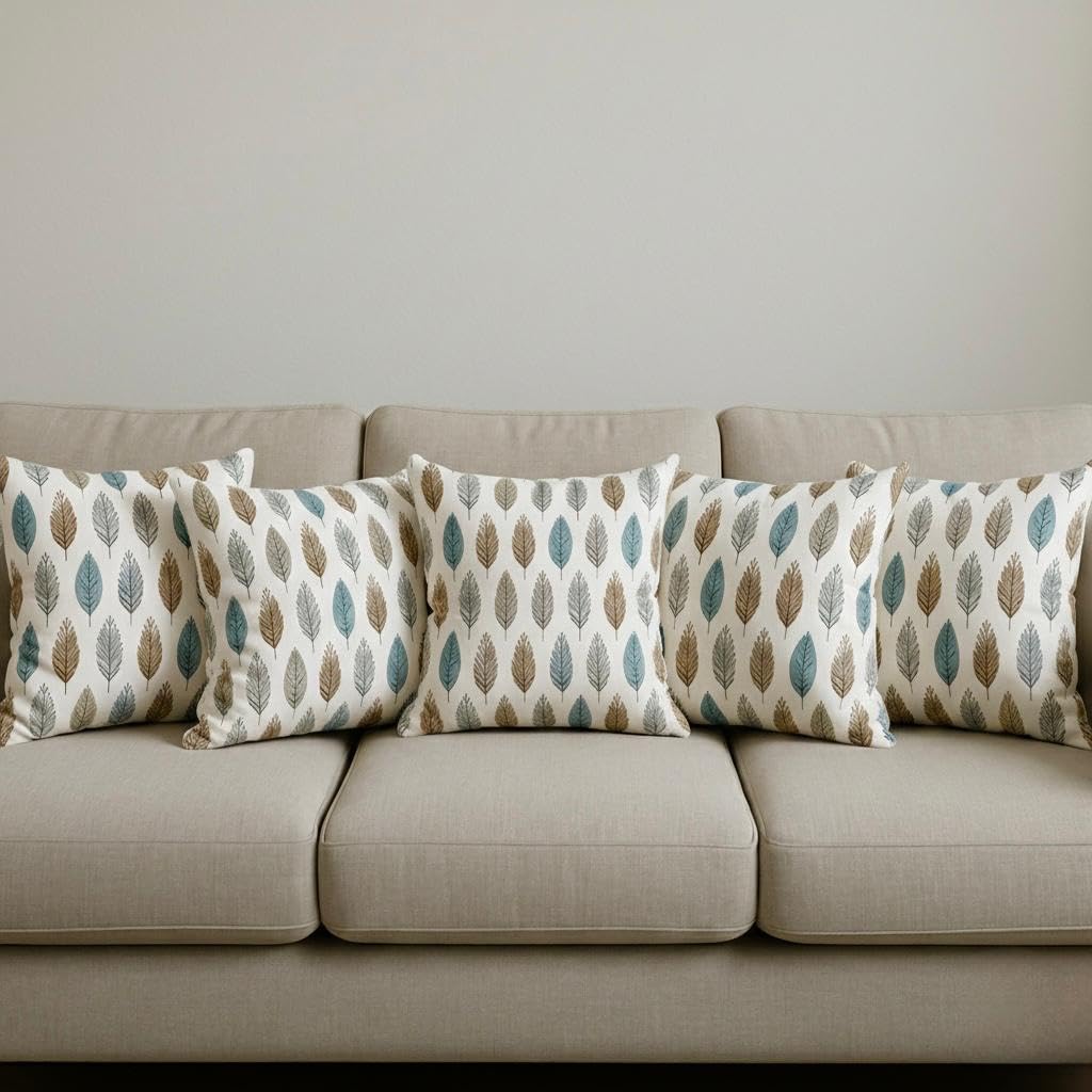 AMAZE ATTIRES Velvet Cushion Cover 24x24 Inch – Set of 2 Decorative Throw Pillow Covers for Sofa, Couch or Bed – Designer Printed Square Cushion Covers – Home Decor (Leaf)
