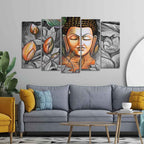 VIBECRAFTS Buddha Meditating Canvas Wall Painting Set of Five Pieces For Home|Office|Living Room|Gift (PTVC5Pcs2_6589)