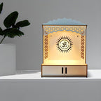 Devson Beautiful Wooden Temple | MDF Pooja MANDIR for Home and Office use with LED SPOT Light | Engineered Wood Pooja Stand with Storage Shelves | Size - H 21 x L 16 x W 9 inch | 15DDW