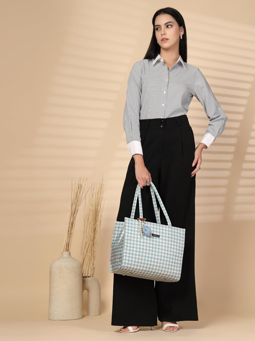 ENSAC Ethnic Tote Bag With Zipper for Women & Girls | Large Canvas Shoulder Bag, Stylish Designer Handbag, Ethnic Design, Spacious, Lightweight, Perfect for Office, College & Shopping Use