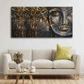 VIBECRAFTS Canvas Paintings for Living Room Drawing Room Gautam Buddha Sculpture Canvas Wall Painting Fitted With Wooden Frame For Home | Office | Living Room | Gift (PTVCH_2498)