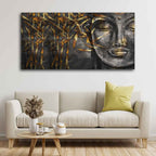 VIBECRAFTS Canvas Paintings for Living Room Drawing Room Gautam Buddha Sculpture Canvas Wall Painting Fitted With Wooden Frame For Home | Office | Living Room | Gift (PTVCH_2498)