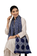 NK Textiles Women's Ajrakh Batik Hand Block Print Pure Mul Cotton Scarf/Stole (22x72)