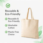 Normal Tote Bag | 100% Cotton Canvas Tote Bags with Long Handles | Reusable Eco-Friendly Shopping & Grocery Bag | Durable Plain Tote Bag for College, Office & School Use (Pack of 2)