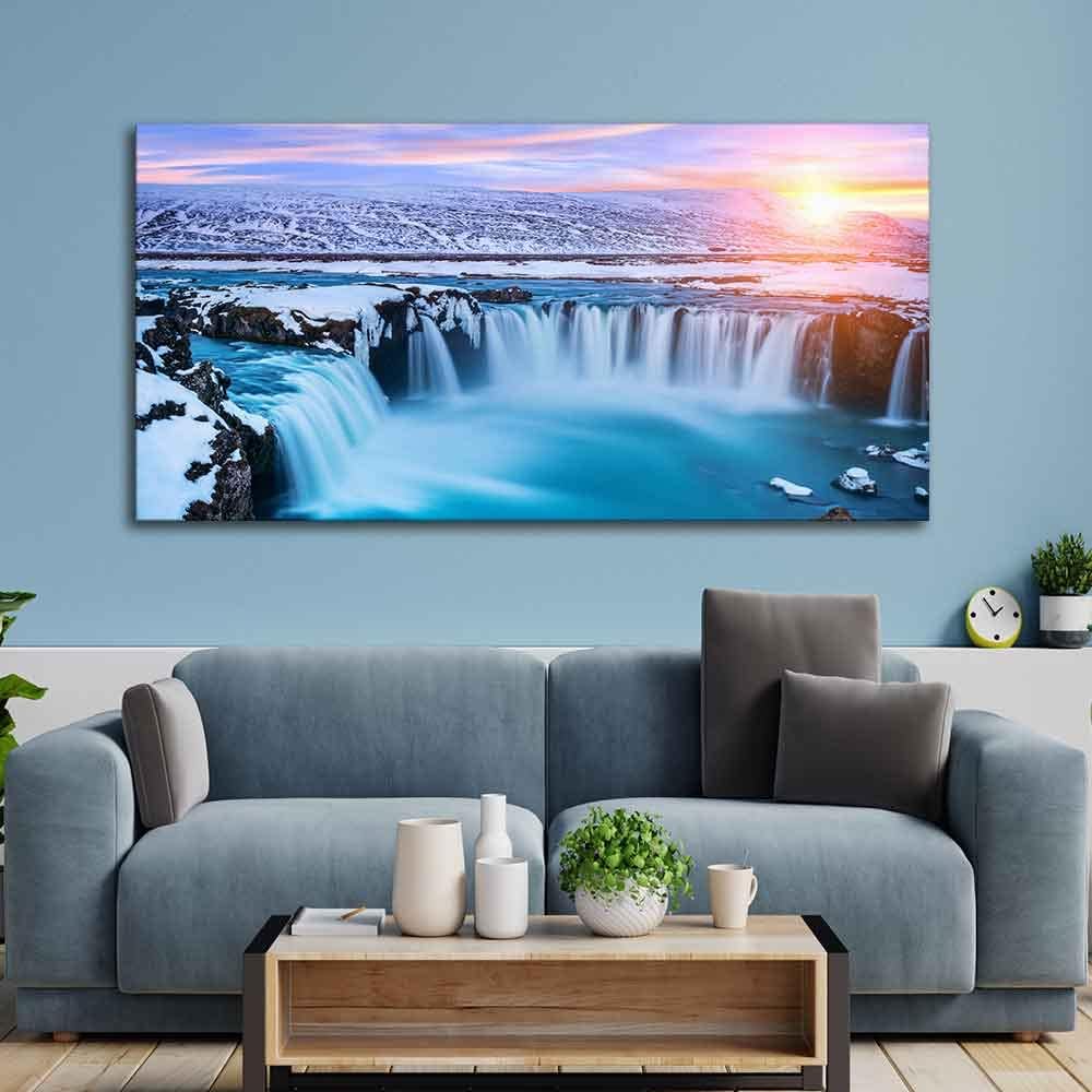 VIBECRAFTS Homcraft Canvas Paintings for Living Room Drawing Room Amazing afoss Waterfall in Winter Premium Canvas Wall Painting for Home|Office|Gift(PTVCH_2360N)