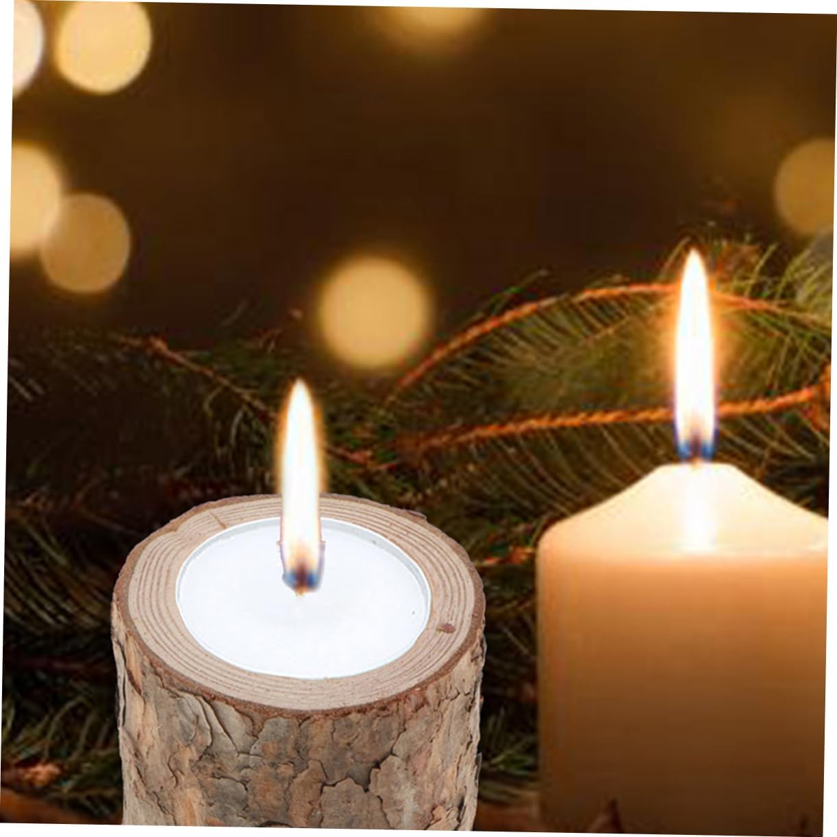 Rustic Wooden Candle Holder - Natural Wooden Stump Candlestick for Home Dcor & Events