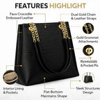 OPULLENT Large Capacity Tote Bag For Women (Black)